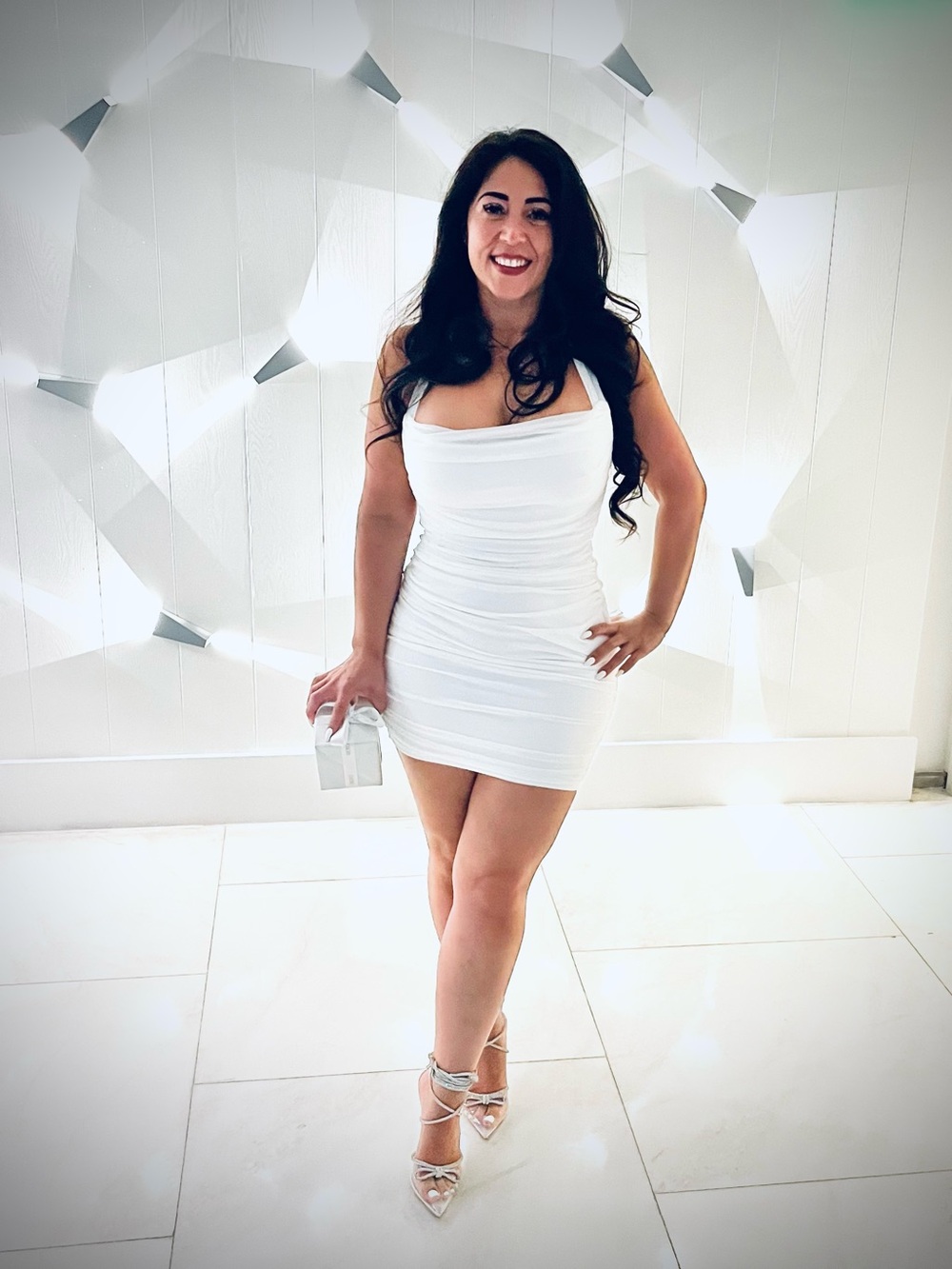 White mesh dress halter top bodycon